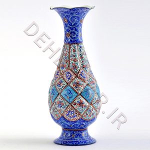 گلدان مسی میناکاری ارتفاع 16 سانتی متر