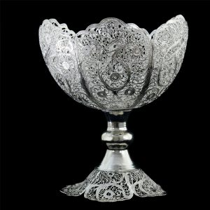 صنایع دستی - کاسه گرد ملیله کاری پایه دار