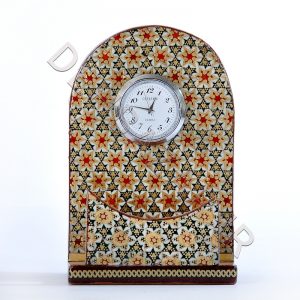 صنایع دستی - جاقلمی کلبه ای جاکارتی ساعت دار خاتم کاری
