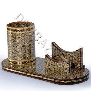 صنایع دستی - جاکارتی جاقلمی لیوان دار خاتم کاری