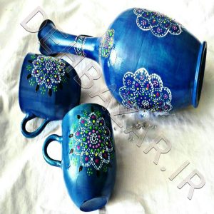 پارچ و لیوان سفالی میناکاری زیبا