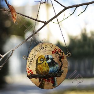نقاشی روی چوب درخت التصویر طيور الحب