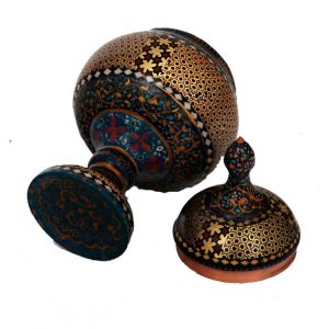 شکلات خوری خاتم‌کاری مسی پایه‌دار